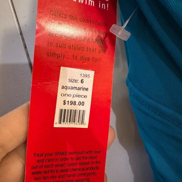 NWT SPANX Sultry Sweetheart One Piece
Swimsuit Aquamarine Blue Ruched Size 6 - Picture 12 of 12